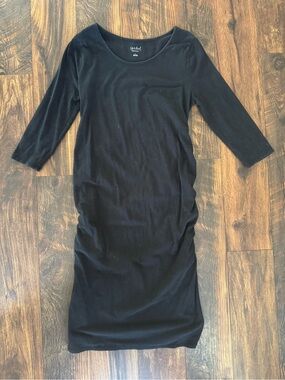 Isabel Maternity Black Long-Sleeve Maternity Pencil Dress